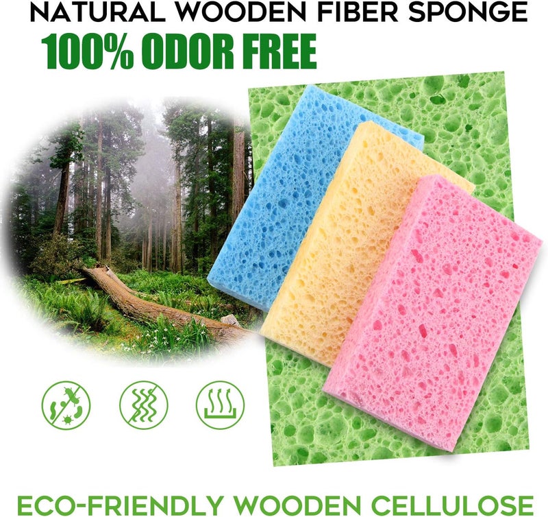 PANYEE Compressed Cellulose Kitchen Sponges 12Pack，Non-Scratch Biodegradable Natural Colorful Sponge Scrub for Dishes Cleaning,Funny DIY Sponge for Kids - Image 2