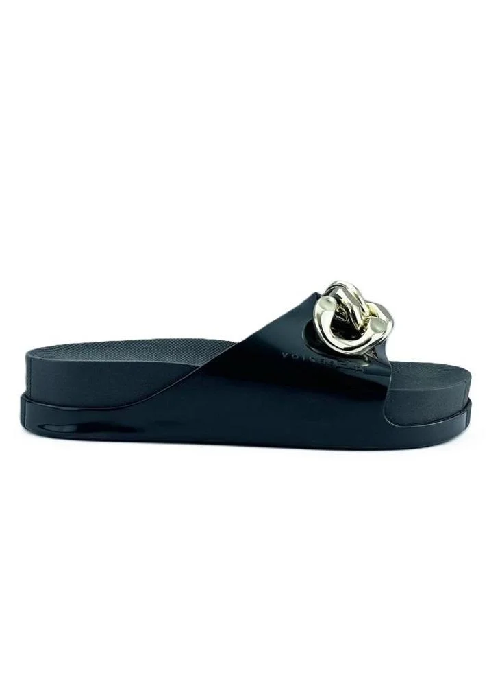 Voices Slide Soul Corrente 2K Women'S Anti Slip Sole  With Gold Chain Design Sandals - Black