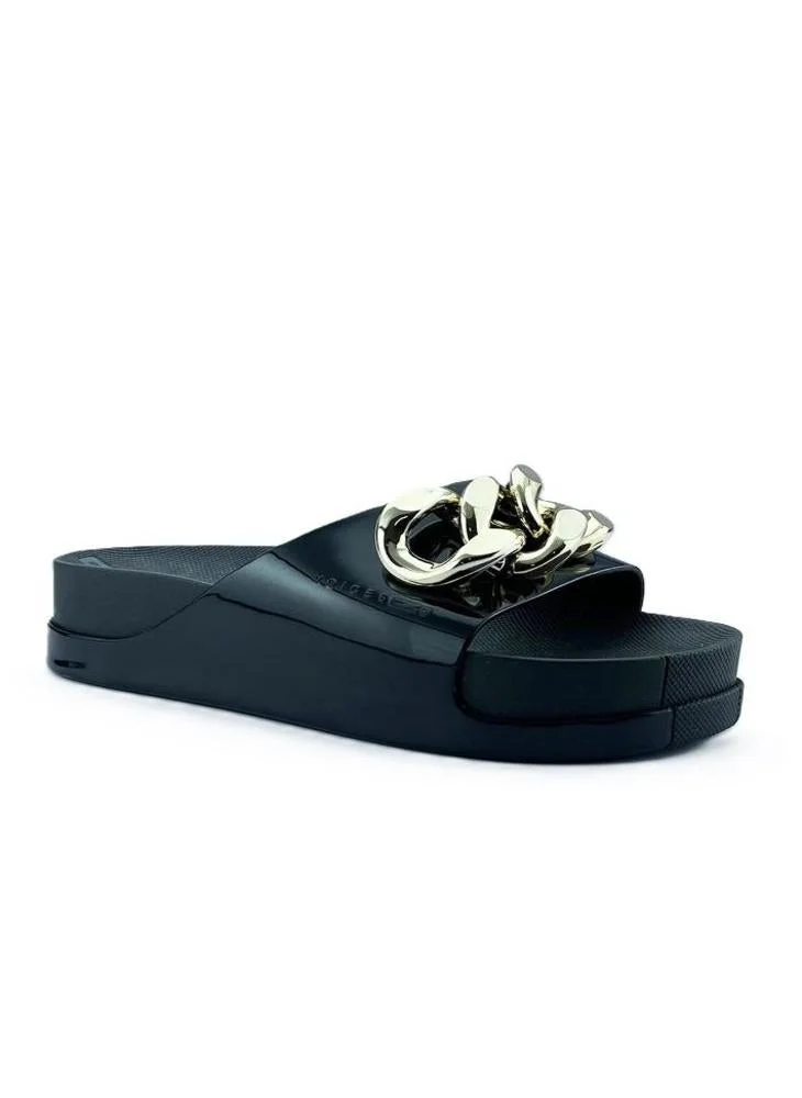 Voices Slide Soul Corrente 2K Women'S Anti Slip Sole  With Gold Chain Design Sandals - Black