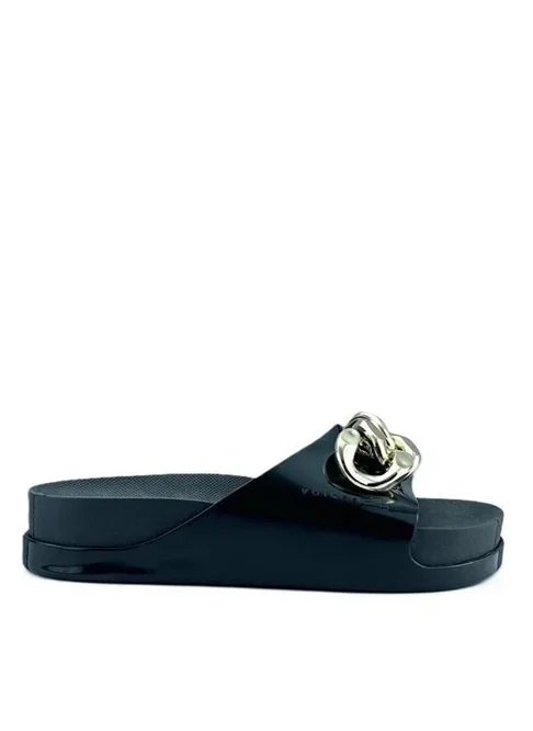 Voices Slide Soul Corrente 2K Women'S Anti Slip Sole  With Gold Chain Design Sandals - Black