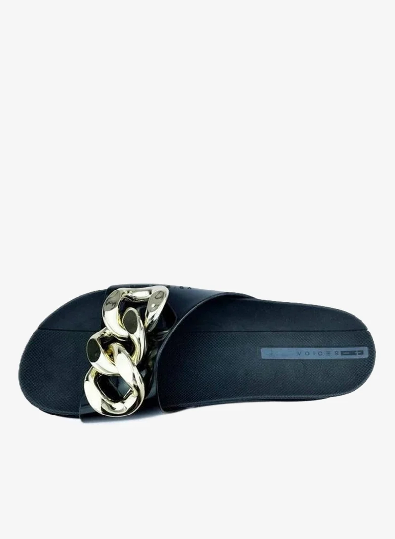 Voices Black-Black-Gold Slide Soul Corrente 2K Women'S Anti Slip Sole  With Gold Chain Design Sandals - Black for Women | Best Price UAE