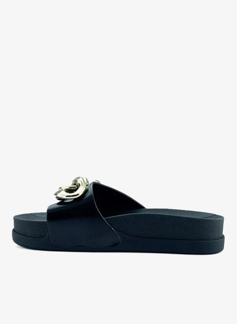 Voices Black-Black-Gold Slide Soul Corrente 2K Women'S Anti Slip Sole  With Gold Chain Design Sandals - Black for Women | Best Price UAE
