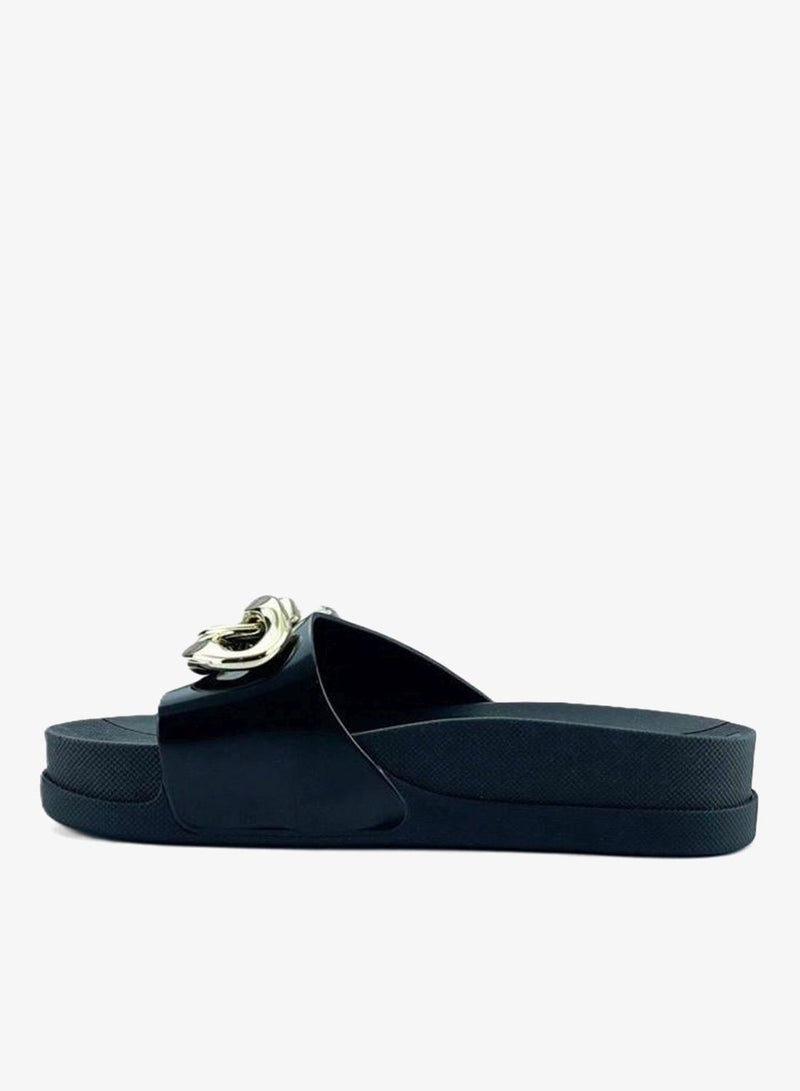 Voices Slide Soul Corrente 2K Women'S Anti Slip Sole  With Gold Chain Design Sandals - Black - Image 3
