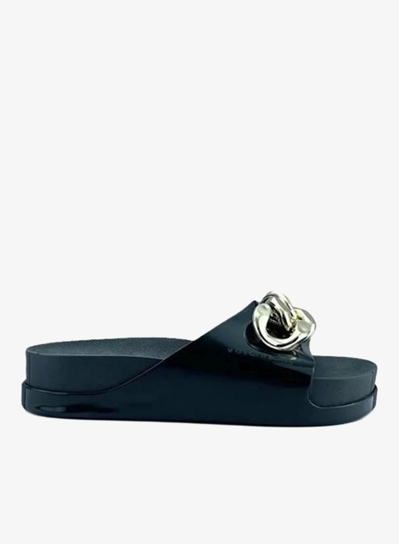 Voices Slide Soul Corrente 2K Women'S Anti Slip Sole  With Gold Chain Design Sandals - Black