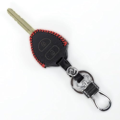 Aliens World Leather Smart Car Key Cover Case with Metal Hook Keychain for Toyota Old Innova (Black) - Image 1