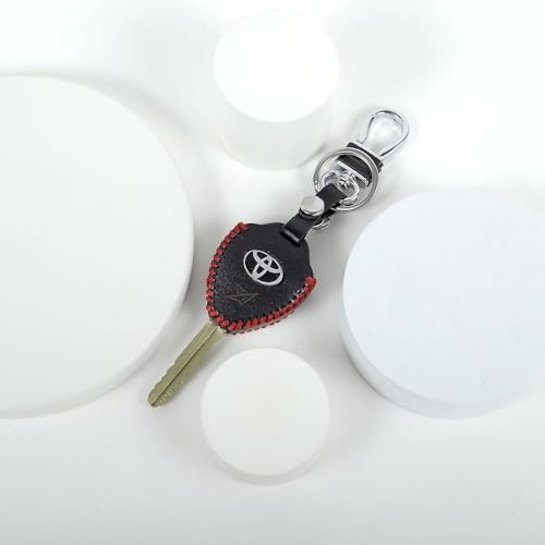 Aliens World Leather Smart Car Key Cover Case with Metal Hook Keychain for Toyota Old Innova (Black) - Image 3