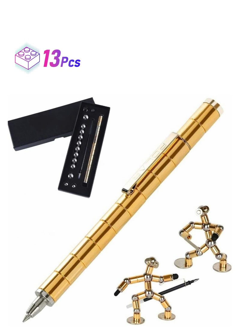 NIBEMINENT Magnetic Toy Pen, Fidget Pen Decompression Metal Multifunction Writing Magnet Ballpoint Eliminate Pressure Gadgets Gift for Kids or Friends (Gold)  - Image 1