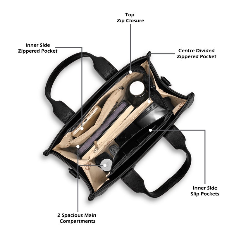 Lavie Luxe Women's Cob's25 Medium satchel (Black) - Image 3