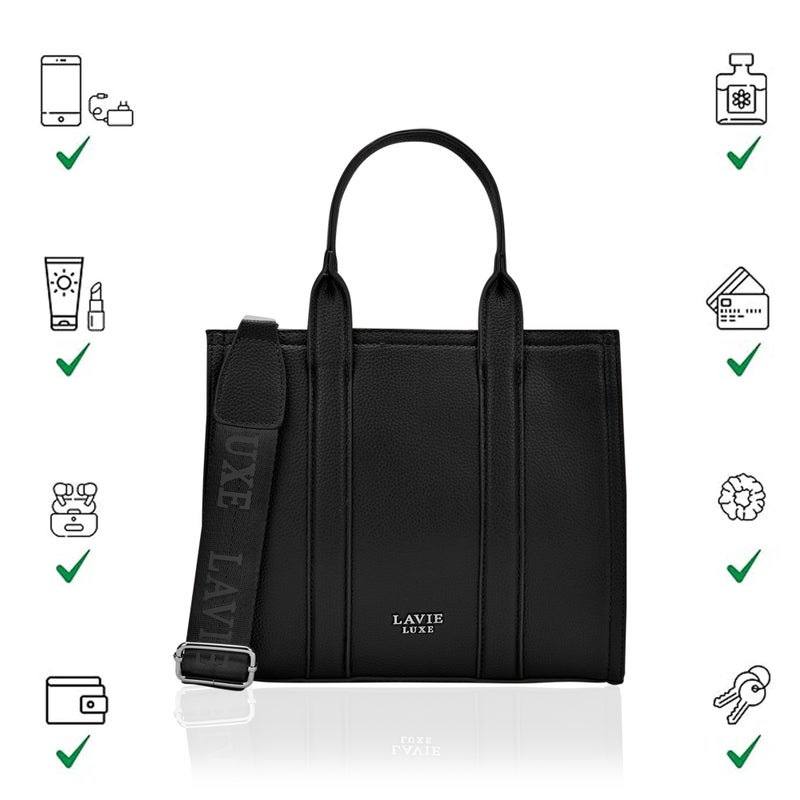 Lavie Luxe Women's Cob's25 Medium satchel (Black) - Image 4