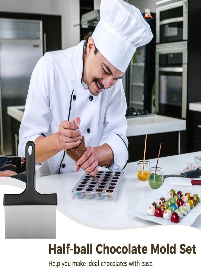 DORMIYA Polycarbonate Chocolate Molds, Chocolate Candy Mold with Chocolate Scraper, Half Ball Chocolate Making Molds for Smoothing Cheese, Cream (A) - Image 2