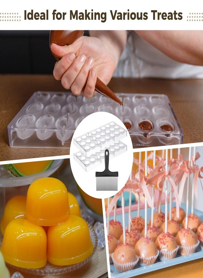DORMIYA Polycarbonate Chocolate Molds, Chocolate Candy Mold with Chocolate Scraper, Half Ball Chocolate Making Molds for Smoothing Cheese, Cream (A) - Image 5