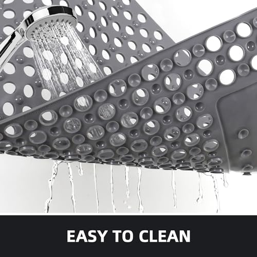 Mofonky Shower Mat Non Slip: 35.4" x 23.6" Large PVC Heavy Shower Mats for Inside Shower - Quick Dry Shower Foot Scrubber Matt with Drain Hole and Suction Cups for Elderly - Image 5