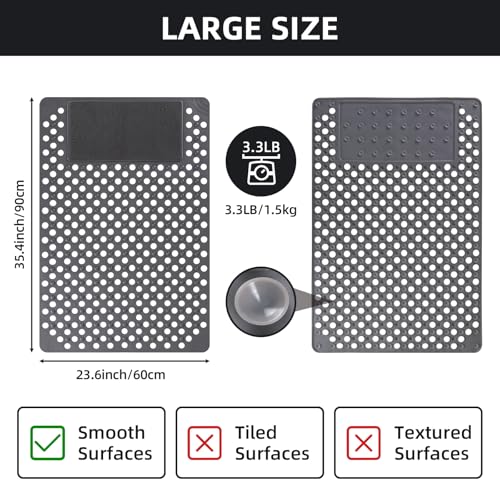 Mofonky Shower Mat Non Slip: 35.4" x 23.6" Large PVC Heavy Shower Mats for Inside Shower - Quick Dry Shower Foot Scrubber Matt with Drain Hole and Suction Cups for Elderly - Image 4