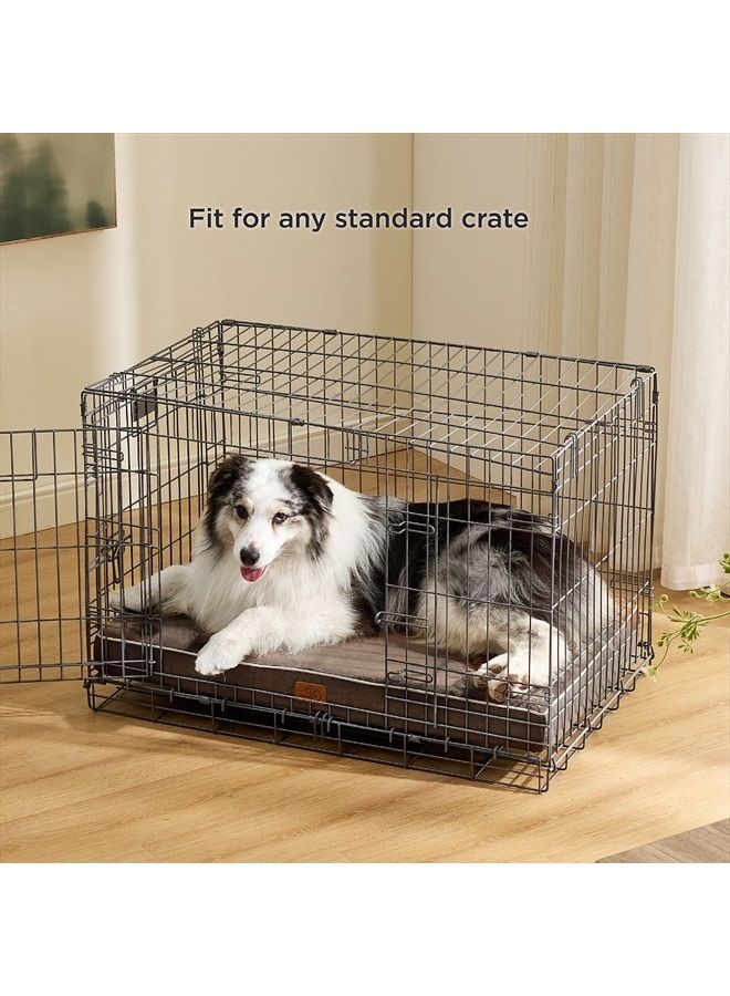 Bedsure Memory Foam Dog Bed for Medium Dogs - Orthopedic Waterproof Dog Bed for Crate with Removable Washable Cover and Nonskid Bottom - Plush Flannel Fleece Top Pet Bed, Brown - Image 2