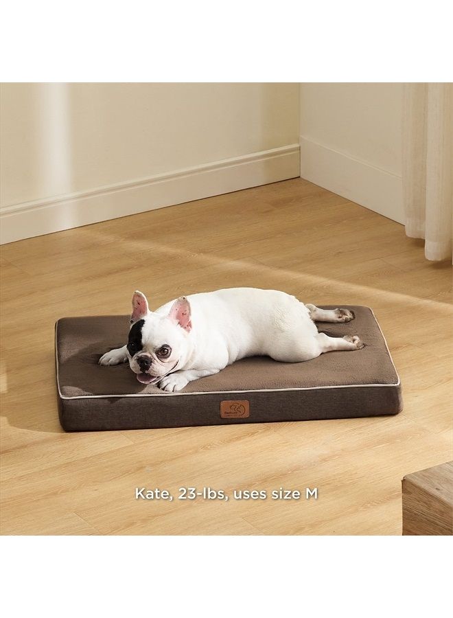 Bedsure Memory Foam Dog Bed for Medium Dogs - Orthopedic Waterproof Dog Bed for Crate with Removable Washable Cover and Nonskid Bottom - Plush Flannel Fleece Top Pet Bed, Brown - Image 5