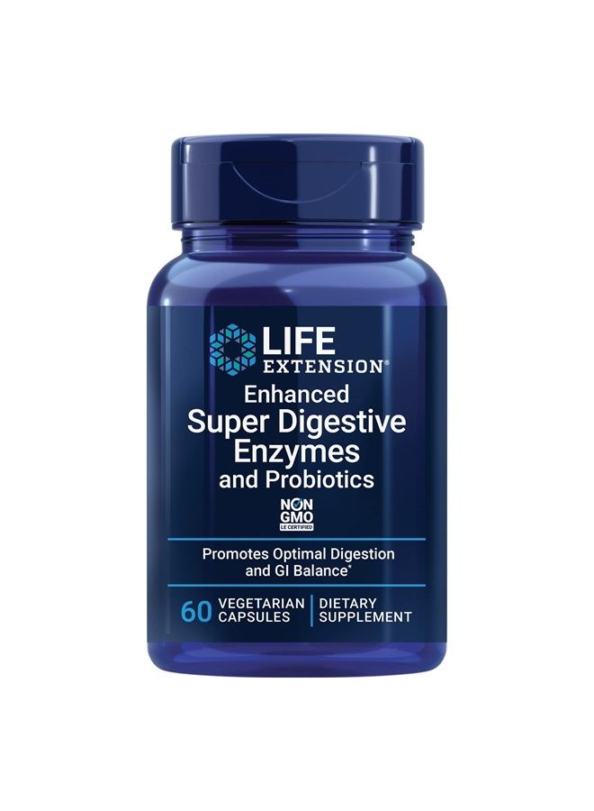 Life Extension Enhanced Super Digestive Enzymes & Probiotics -Vegetarian-Friendly Digestive Health Formula For GI Balance - Plant-Based Diet Aid - Non-GMO - 60 Vegetarian Capsules - Image 1