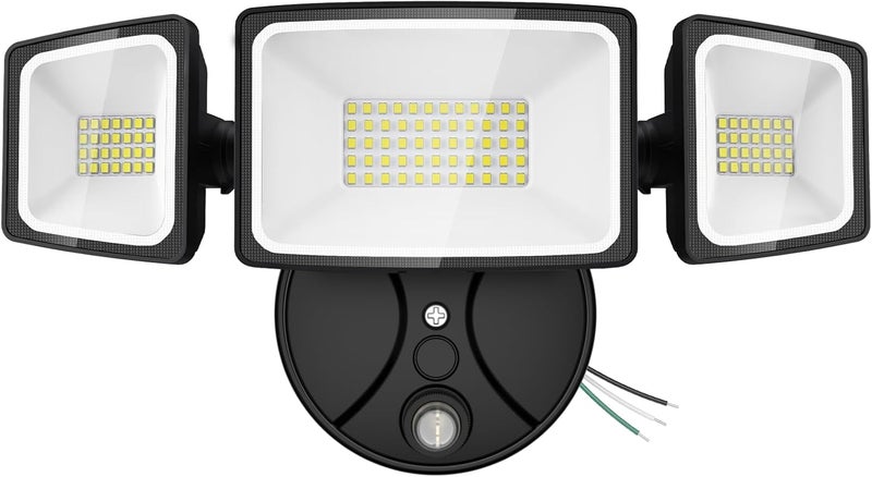 Onforu 70W LED Dusk to Dawn Flood Lights, 7000LM Black Exterior Security Outdoor Lighting,IP65 Waterproof Outdoor 3 Adjustable Heads Photocell Light Fixture,6500K Floodlight for Garage,Patio,Yard - Image 1