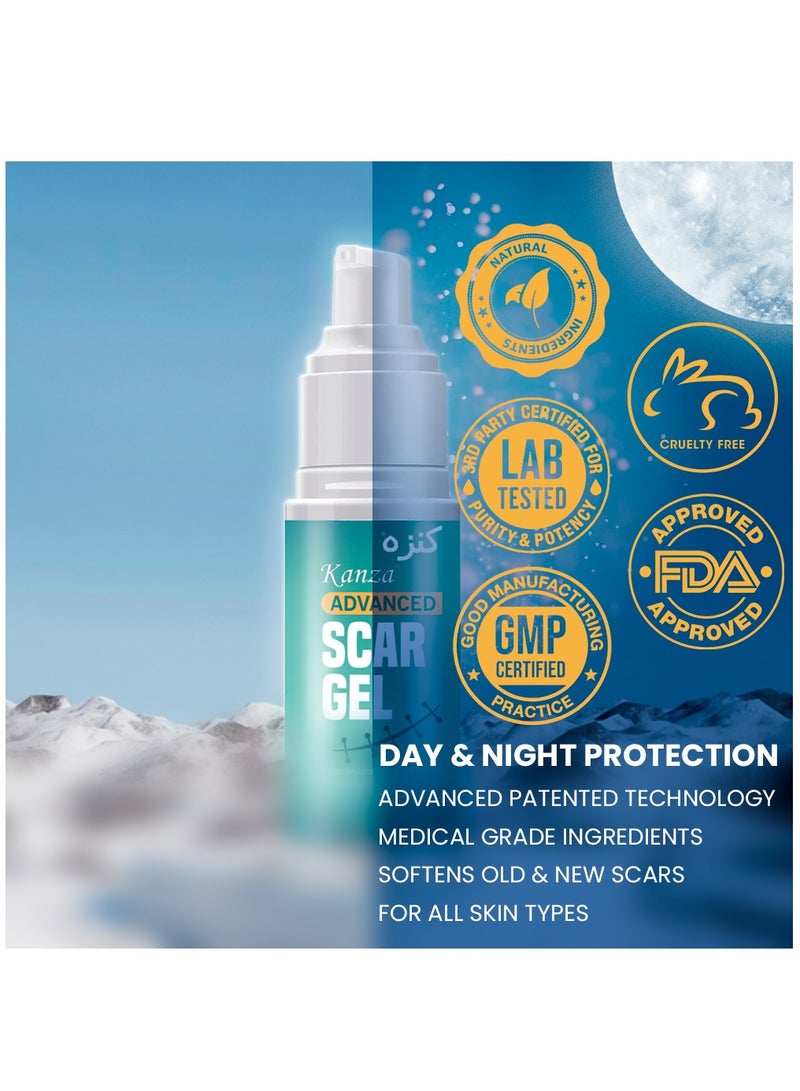 Kanza جل إزالة الندبات 50 مل جل الندبات المتقدم ينعم ويسطح الندبات الناتجة عن إصابات العمليات الجراحية والحروق علاج طبيعي للندبات للوجه والجسم - Image 2