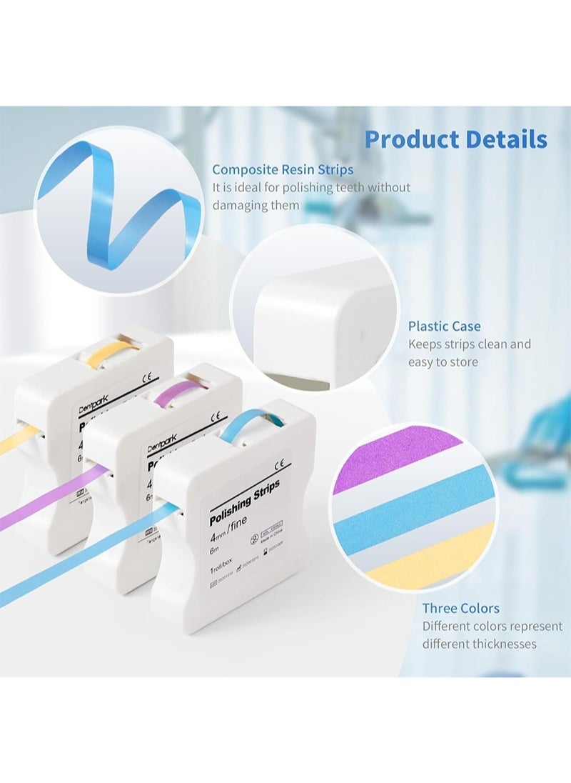 HaLunhi 4mm x 6m Dental Polishing Strips Teeth Abrasive & Finishing Strips ï¼Fine Inter-dental Oral Care Cleaning Toolï¼Sanding Grinding Whitening Teethï¼Blueï¼Fineï¼ - Image 3