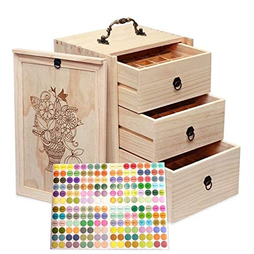 Toribio Essential Oils Box For 60 Bottles  Wooden Essential Oils Storage Organizer Holds 5 10 15 20 30 Ml For Young Living & Doterra Bottles - Image 1