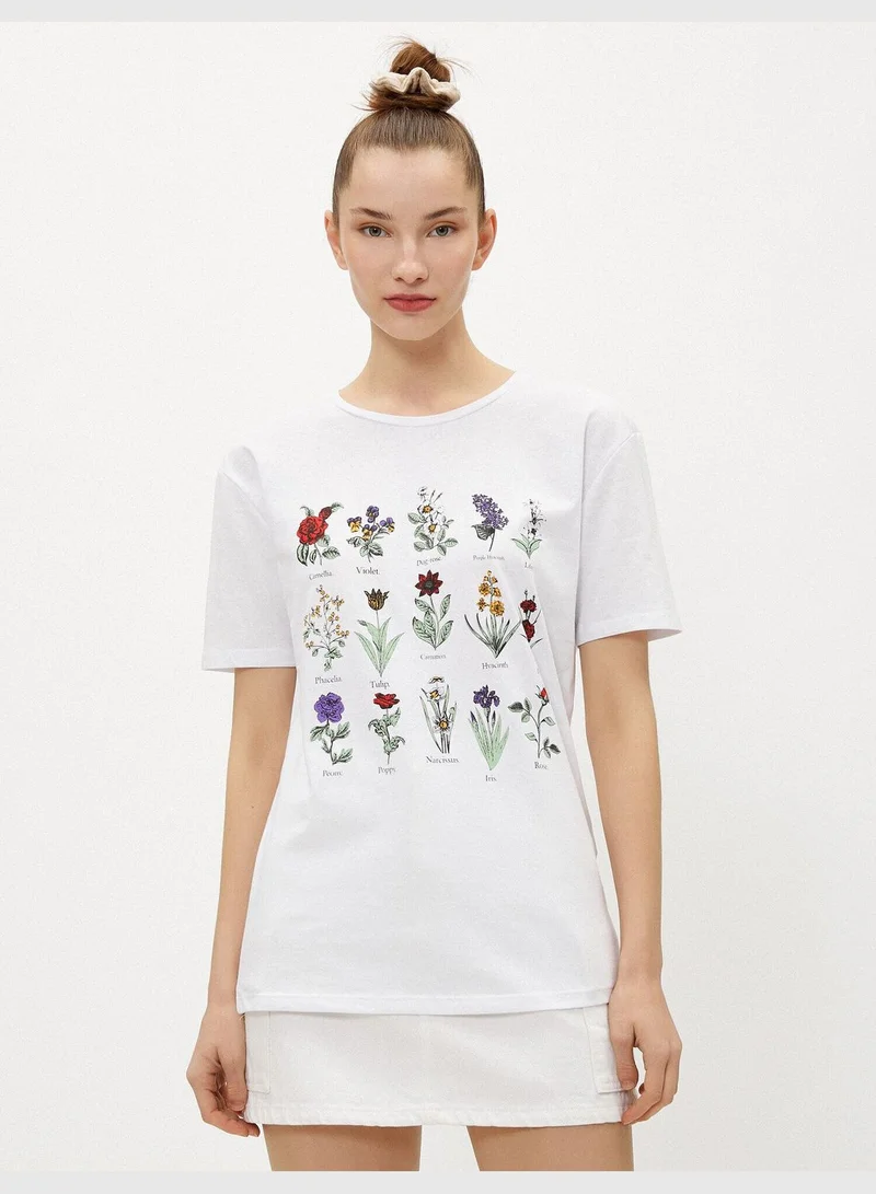 KOTON Printed T-Shirt Crew Neck Cotton