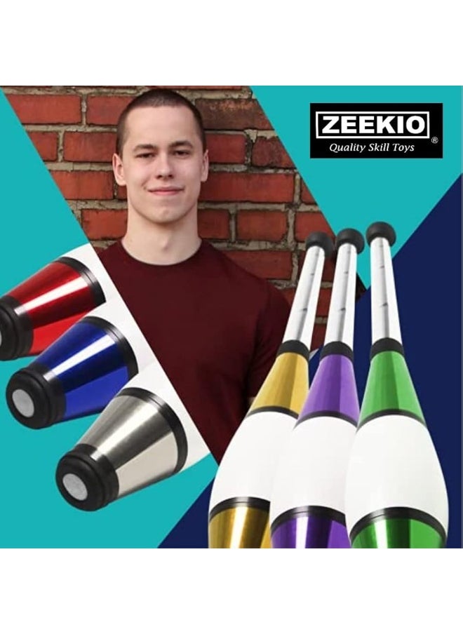 Zeekio Zeekio Pegasus Juggling Club Set - Premium Quality - Beginner to Pro - Set of 3 (Purple/Green/Gold)  - Image 1