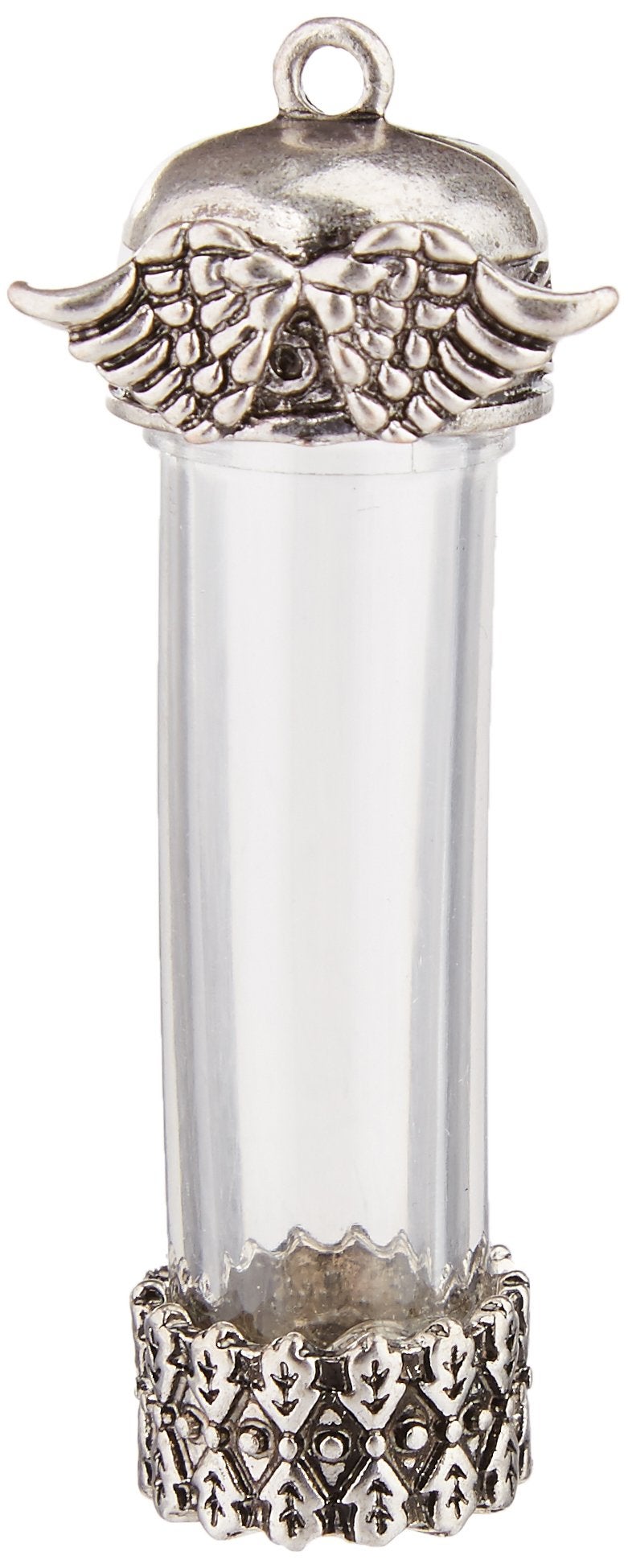 Solid Oak Steampunk Vial with Wings Glass Pendant (1 Pack) - Image 1