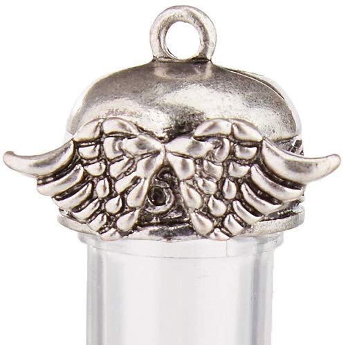 Solid Oak Steampunk Vial with Wings Glass Pendant (1 Pack) - Image 2