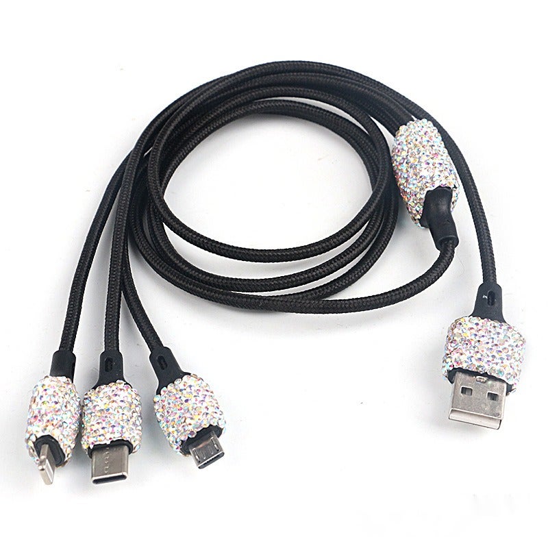 شاحن سيارة فاخر مرصع بالماس مع منفذين USB - Image 1
