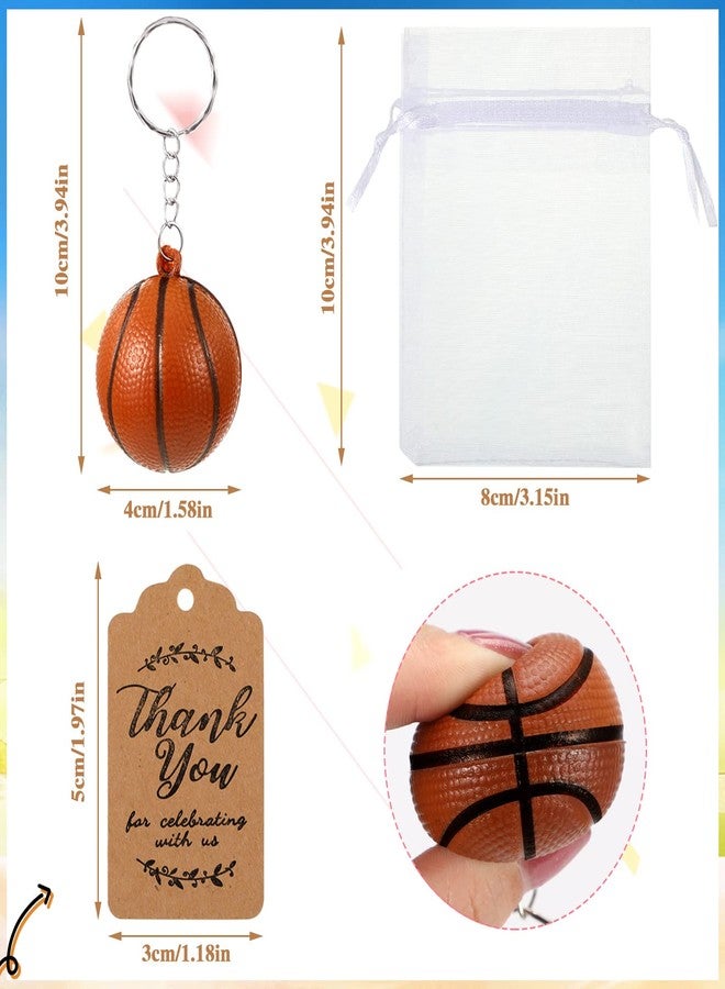 Sureio 60 Pcs Basketball Party Favors Include 20 Basketball Keychains White Organza Bags Kraft Paper Thank You Tags for Birthday Christmas Party Favors Supplies Presents Goodie Bag Fillers - Image 2