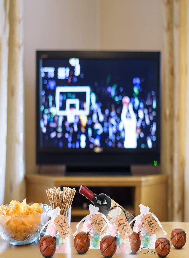 Sureio 60 Pcs Basketball Party Favors Include 20 Basketball Keychains White Organza Bags Kraft Paper Thank You Tags for Birthday Christmas Party Favors Supplies Presents Goodie Bag Fillers - Image 3