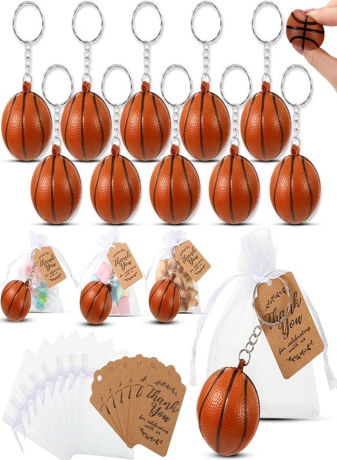 Sureio 60 Pcs Basketball Party Favors Include 20 Basketball Keychains White Organza Bags Kraft Paper Thank You Tags for Birthday Christmas Party Favors Supplies Presents Goodie Bag Fillers - Image 1