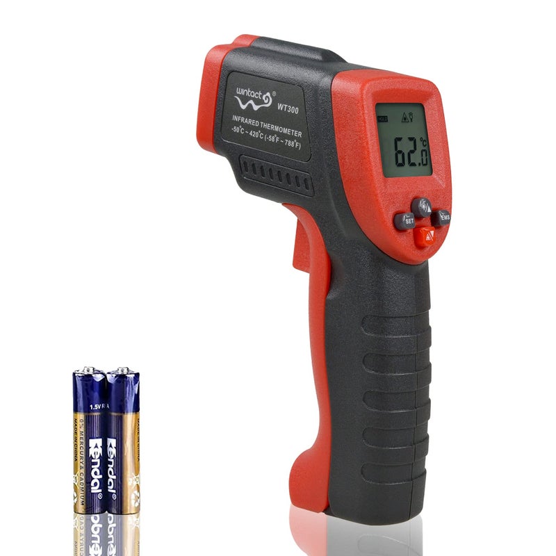 مقياس حرارة بالأشعة تحت الحمراء من Wintact -58℉~788℉ (-50℃~420℃) مسدس ليزر رقمي لقياس درجة حرارة السطح بدون تلامس، مع انبعاثية قابلة للتعد��ل للمطبخ والثلاجة والفريزر وطهي الطعام واللحوم (غير مخصص للاستخدام البشري) - Image 1