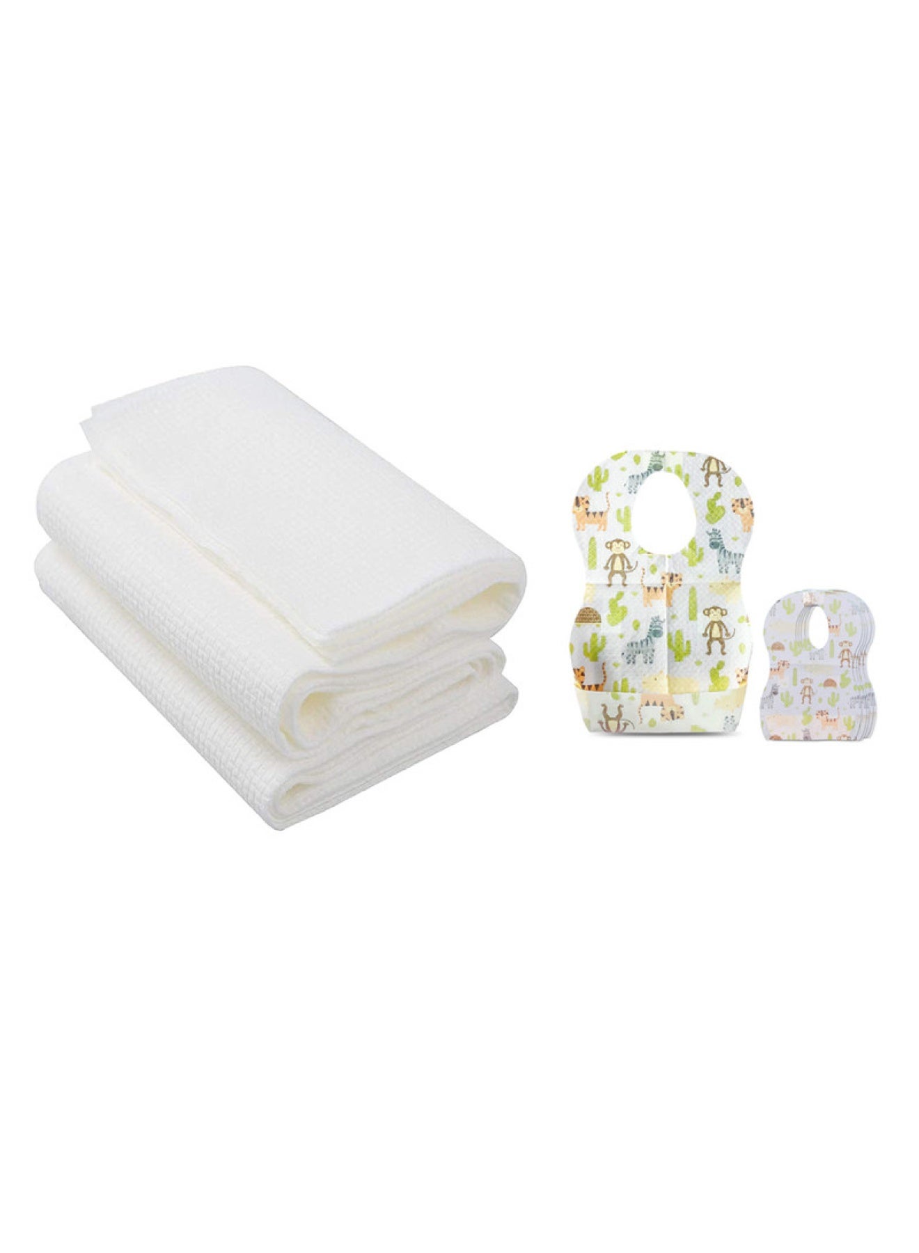 STAR BABiES Combo Pack Disposable Bibs Pack Of 5 With Disposable Towel Pack Of 3 Animal