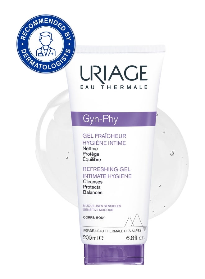 Uriage Gyn-Phy Refreshing Intimate Cleansing Gel, Gentle Soap-Free Daily Intimate Hygiene for Sensitive Skin, Lactic Acid & Mild Cleansing Agents, Helps Maintain Natural pH and Freshness, 200 ml - Image 1