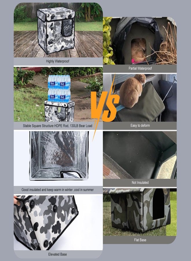 G2 GO2GETHER Indestructible Cat House Outdoor with Two-Sided Escape Door, Insulated and 100% Waterproof, Outside Weatherproof Feral Cat Shelter for Winter, Oxford Cloth Upgraded(Camouflage, s) - Image 4