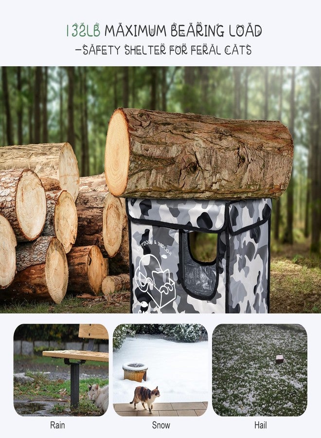 G2 GO2GETHER Indestructible Cat House Outdoor with Two-Sided Escape Door, Insulated and 100% Waterproof, Outside Weatherproof Feral Cat Shelter for Winter, Oxford Cloth Upgraded(Camouflage, s) - Image 5