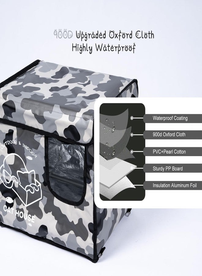 G2 GO2GETHER Indestructible Cat House Outdoor with Two-Sided Escape Door, Insulated and 100% Waterproof, Outside Weatherproof Feral Cat Shelter for Winter, Oxford Cloth Upgraded(Camouflage, s) - Image 2