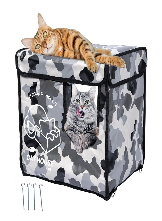 G2 GO2GETHER Indestructible Cat House Outdoor with Two-Sided Escape Door, Insulated and 100% Waterproof, Outside Weatherproof Feral Cat Shelter for Winter, Oxford Cloth Upgraded(Camouflage, s) - Image 1