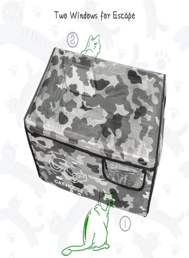 G2 GO2GETHER Indestructible Cat House Outdoor with Two-Sided Escape Door, Insulated and 100% Waterproof, Outside Weatherproof Feral Cat Shelter for Winter, Oxford Cloth Upgraded(Camouflage, s) - Image 3