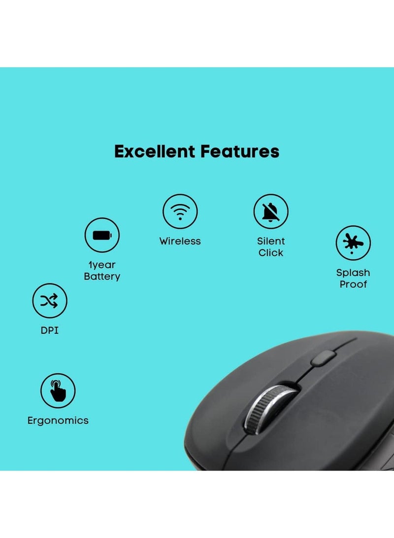 GF-2910 Wireless Optical Mouse With 2.4 GHz with USB Mini Receiver Black - Image 2