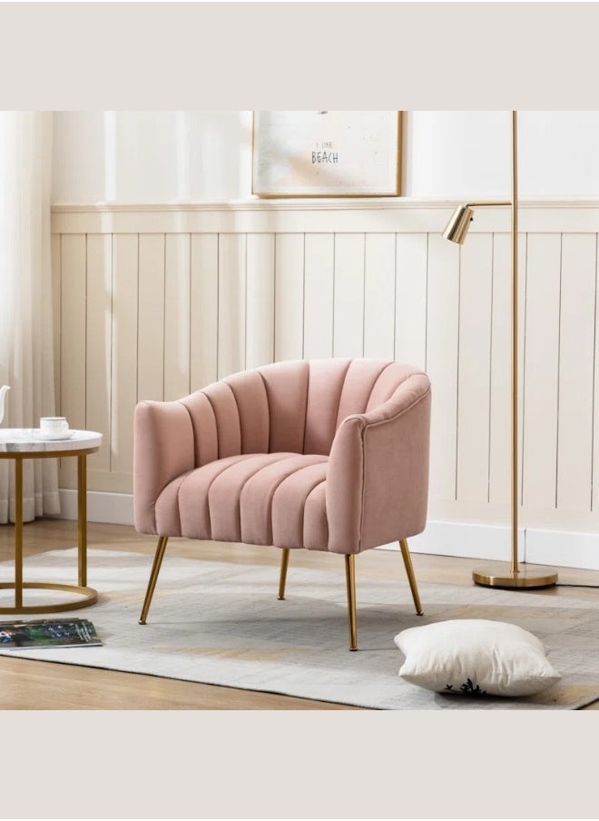 ALWASIT HOME - Demetrius Single Seater Sofa Luxurious Design With Premium Fabric Best For Living Room For Hotel Velvet Fabric - Pink - Image 1