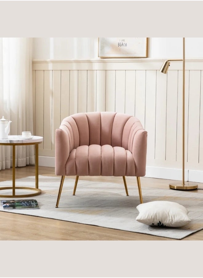ALWASIT HOME - Demetrius Single Seater Sofa Luxurious Design With Premium Fabric Best For Living Room For Hotel Velvet Fabric - Pink - Image 1