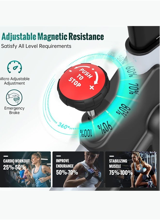 Sandinrayli Exercise Bike, Adjustable Resistance Silent Belt Drive, Indoor Cycling Bike for Home Cardio Gym, Fitness Stationary Bike Machine with 300lbs Weight Capacity &Upgraded Version Seat  - Image 2