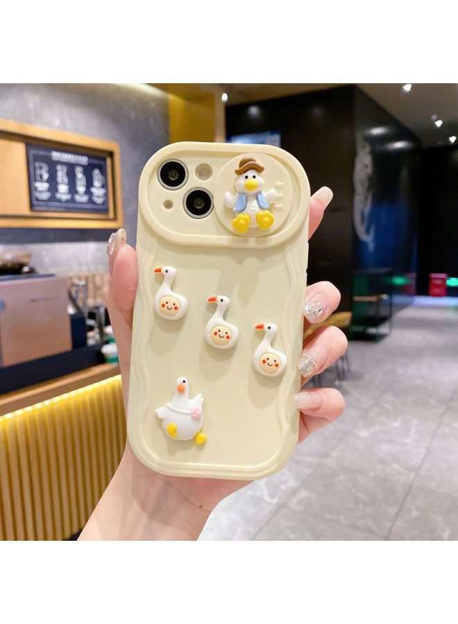 Wave Push Window For Apple 16pro Three-dimensional Duck Group Mobile Phone Case Iphone12/x Cute Tpu Protective Cover
