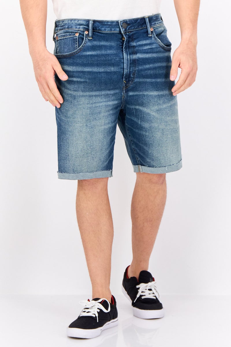 American Eagle Men Washed Denim Shorts, Blue - Image 1