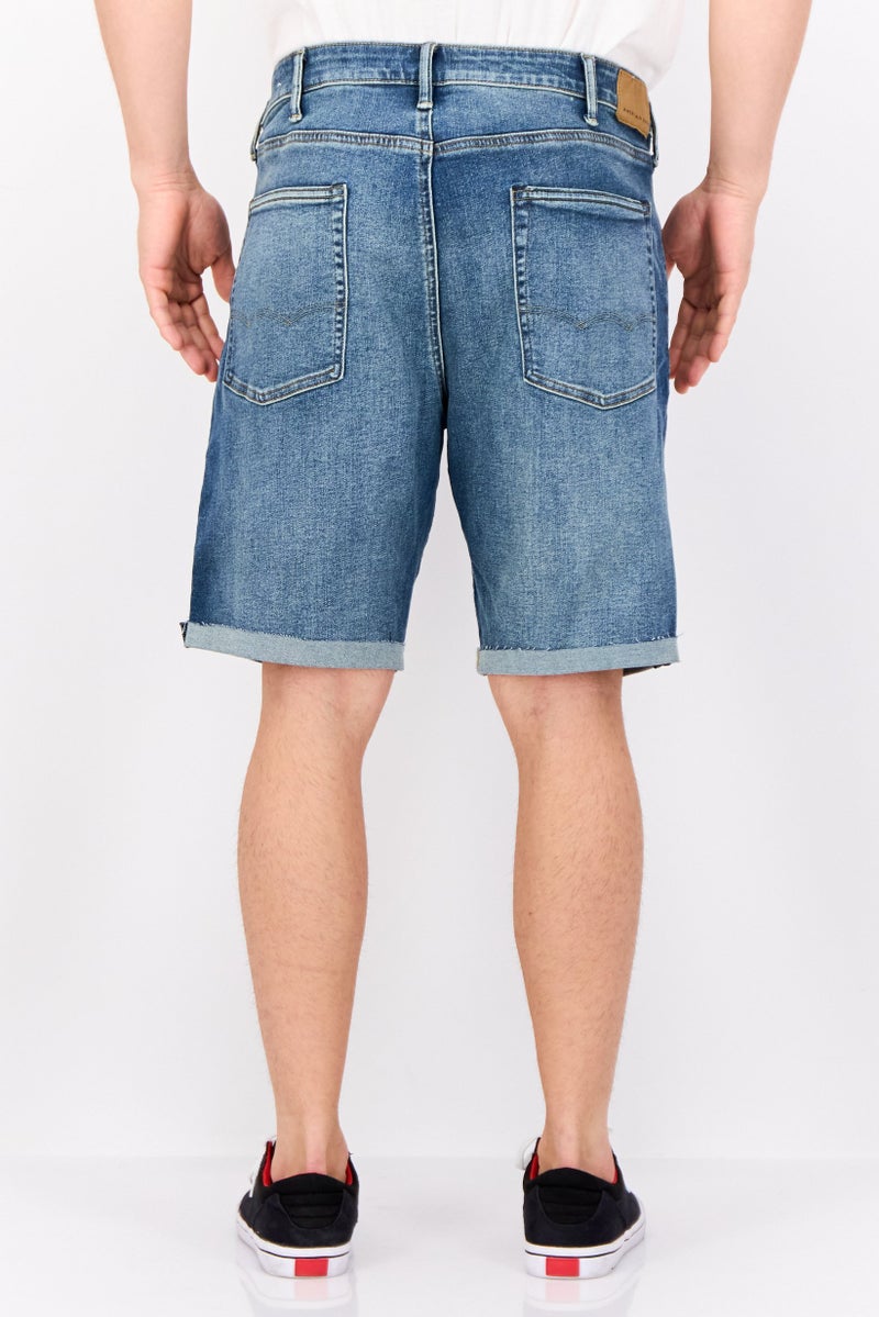 American Eagle Men Washed Denim Shorts, Blue - Image 3