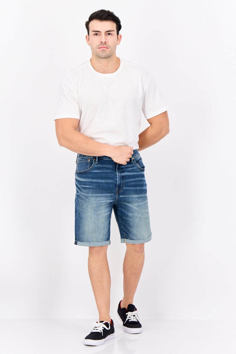 American Eagle Men Washed Denim Shorts, Blue - Image 4