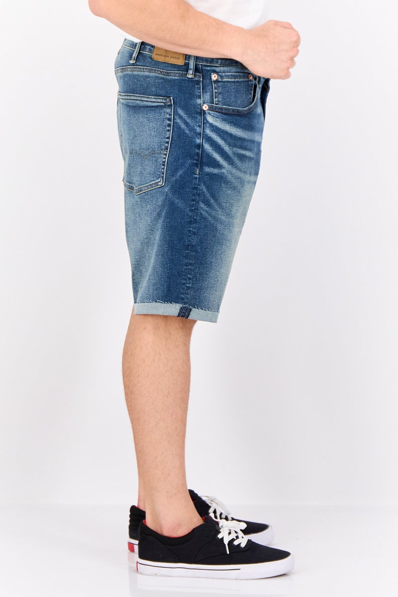 American Eagle Men Washed Denim Shorts, Blue - Image 2