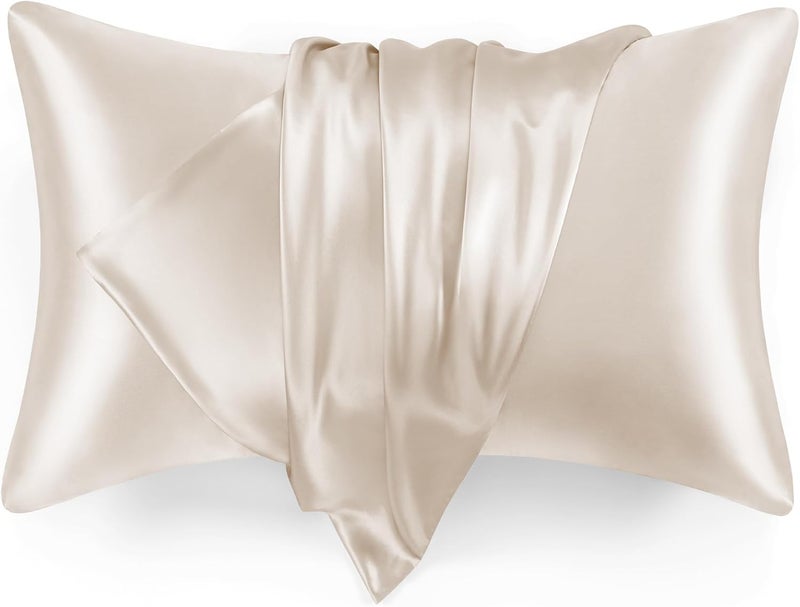 Love's cabin Satin Pillowcase for Hair and Skin (Beige, 20x30 inches) Similar to Silk Pillow Cases, Pillow Cases Queen Size Set of 2 - Satin Cooling Pillow Covers with Envelope Closure - Image 1